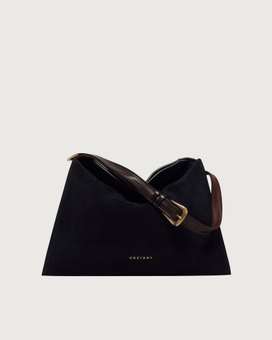 Trinity Peach Oro Midi suede shoulder bag