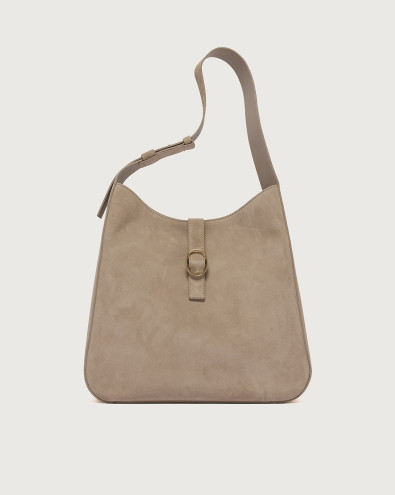 Gea Peach suede leather shoulder bag