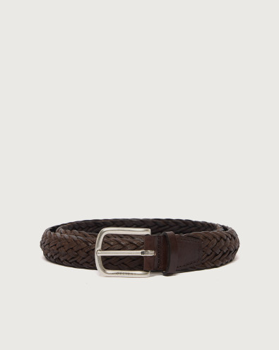 Masculine braided leather belt 3 cm