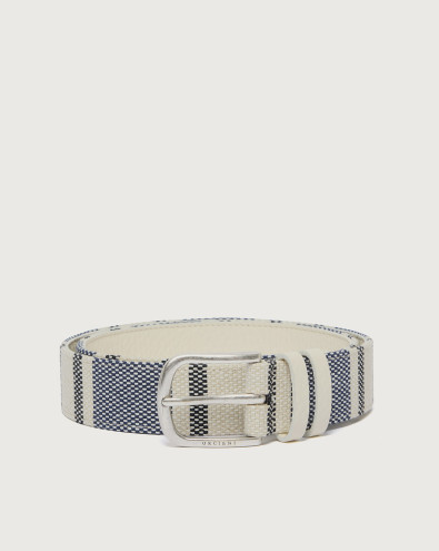 Summer Tubolar fabric and leather belt 3,5 cm 