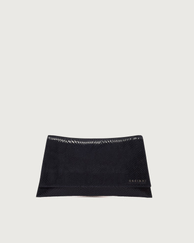 The Room Exotic python effect leather clutch bag