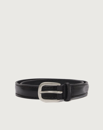 Bull Soft leather belt with topstitching 3 cm