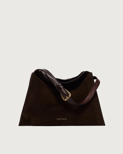 Trinity Peach Oro Midi suede shoulder bag