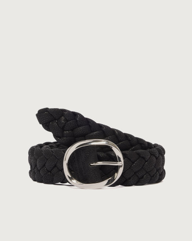 Pegaso braided nubuck leather belt 4 cm