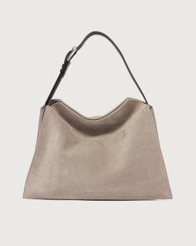 Trinity Peach Midi suede shoulder bag