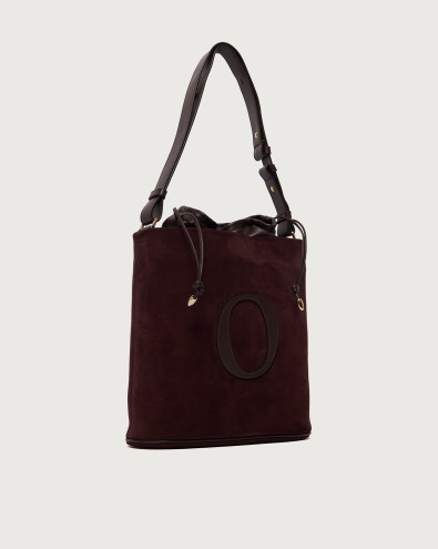 Her-O Peach Oro Midi suede leather bucket bag