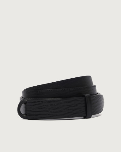 Wave leather Nobuckle belt