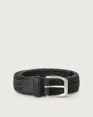 Wide braided leather belt