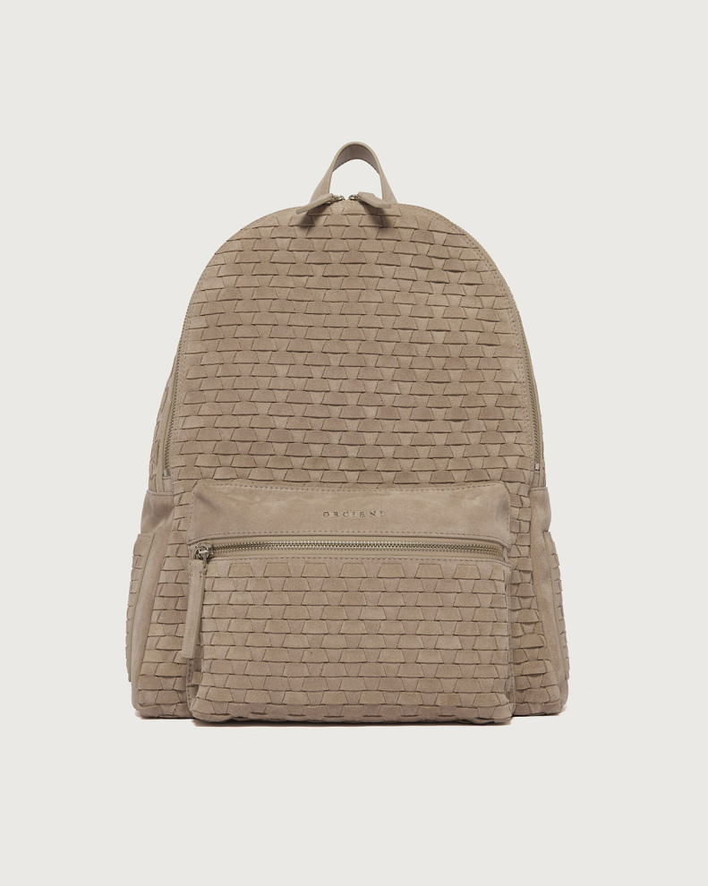 Laio Peach Woven suede leather backpack 