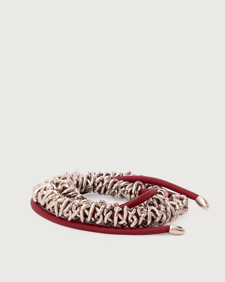 Nappa A tied leather belt with chain detail