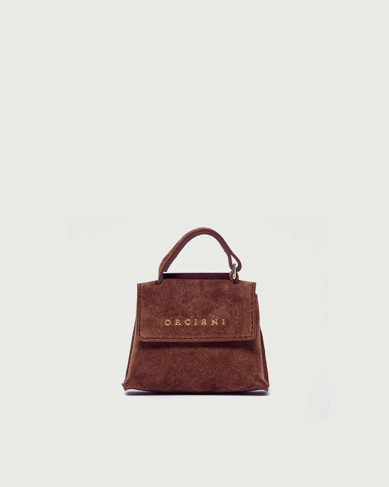 Mini Sveva Peach suede leather bag charm