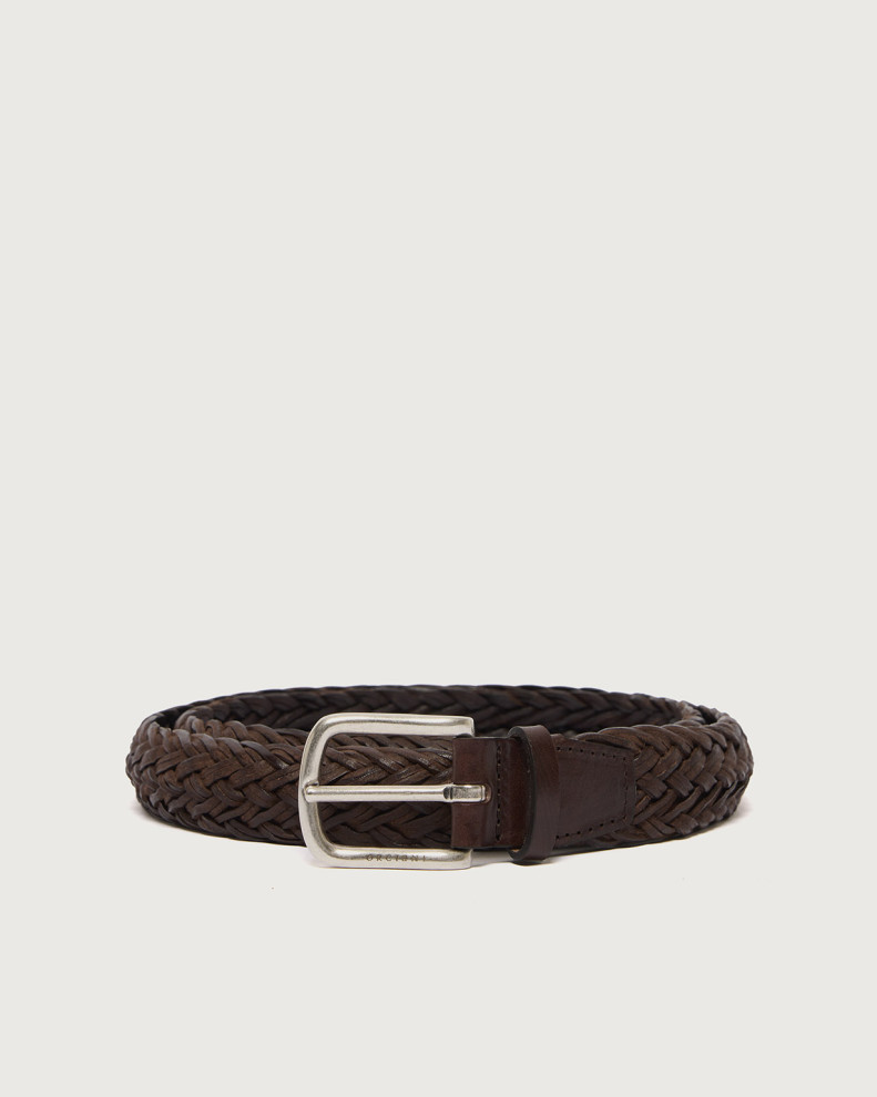 Masculine braided leather belt 3 cm