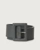 Soft high waist leather belt with covered buckle