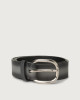 Micron Deep leather belt with metal eyelets