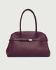 Aura Soft Large grained leather shoulder bag with strap