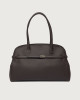 Aura Soft Large grained leather shoulder bag with strap