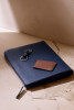Orciani Micron slim leather document holder Grained leather Navy