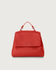 Orciani Sveva Soft Small leather handbag with shoulder strap Grained leather Marlboro red
