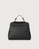 Orciani Sveva Soft Small leather handbag with shoulder strap Grained leather Black