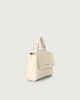 Orciani Sveva Soft Mini leather handbag with shoulder strap Grained leather Ivory