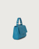 Orciani Sveva Soft Mini leather handbag with shoulder strap Grained leather elettric Blue