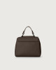 Orciani Sveva Soft Mini leather handbag with shoulder strap Grained leather Chocolate