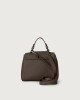 Orciani Sveva Soft Mini leather handbag with shoulder strap Grained leather Chocolate