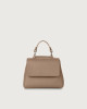 Orciani Sveva Soft Mini leather handbag with shoulder strap Grained leather Taupe