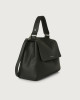 Orciani Sveva Soft medium leather shoulder bag with strap Grained leather, Leather Black