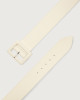 Orciani Soft high waist leather belt with covered buckle Grained leather White