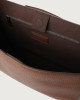 Orciani Sveva Soft Large leather shoulder bag with strap Grained leather Cognac