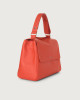 Orciani Sveva Soft Medium leather shoulder bag with shoulder strap Grained leather Coral