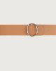 Orciani Soft Double high-waist leather belt Grained leather Almond+Brown