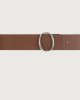 Orciani Soft Double high-waist leather belt Grained leather Almond+Brown