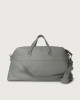 Orciani Micron leather duffle bag with shoulder strap Grained leather Light grey