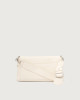 Orciani Missy Longuette Soft leather shoulder and crossbody bag with chain Grained leather White