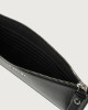 Orciani Micron leather Flat Pouch with wristband Grained leather Black