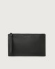 Orciani Micron leather Flat Pouch with wristband Grained leather Black