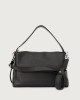 Orciani Nana Soft Midi leather shoulder bag with strap Grained leather Black