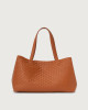 Orciani Tata Nappa Woven leather tote bag Leather Amber