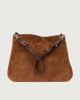 Orciani Diana Peach Large suede shoulder bag with strap Suede leather Brown