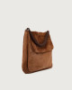 Orciani Diana Peach Large suede shoulder bag with strap Suede leather Brown
