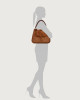 Orciani Diana Peach Large suede shoulder bag with strap Suede leather Brown