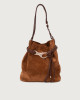 Orciani Dori Peach suede bucket bag with strap Suede Brown