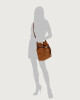 Orciani Dori Peach suede bucket bag with strap Suede leather Brown