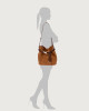 Orciani Dori Peach suede bucket bag with strap Suede Brown