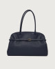 Orciani Aura Soft Large grained leather shoulder bag with strap Grained leather Navy