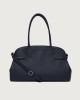 Orciani Aura Soft Large grained leather shoulder bag with strap Grained leather Navy