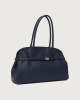 Orciani Aura Soft Large grained leather shoulder bag with strap Grained leather Navy