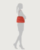 Orciani Sveva Soft Medium leather shoulder bag with shoulder strap Grained leather Coral